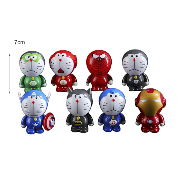 8 st Superhjältar Doraemon Modell Rostsäker Samlarobjekt Solid Cosplay Green Lantern The Flash Spider[D]