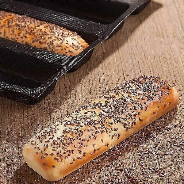 2 stk. silikonperforerte bakeformer, sandwichform, fransk brødform, matmatte, 5 brød, non-stick bakeformer [D]