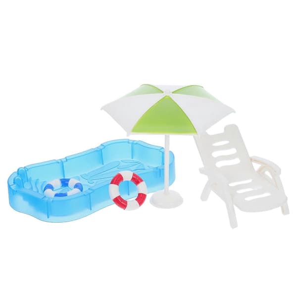 Wwawa Swimmingpool Mini Dukkehus Indretning til 1 Sæt Strandtilbehør[D]