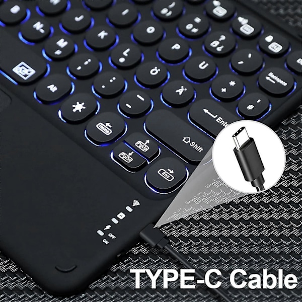 Sunrain Bluetooth-tastatur med berøringsplate, oppladbar, bærbar, trådløst Bluetooth-tastatur for nettbrett