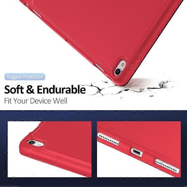 DUX DUCIS OSOM SERIES Trefällbart Horisontellt Läderfodral med Pennfack för iPad Pro 10,5 tum / Air 3 2019 Red