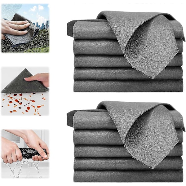 Magisk Glasrenseklud, 10 stk. Fortykket Magisk Renseklud, Glas Klude, Stribefrit Mikrofiber Glasrenseklud, Allround [D]