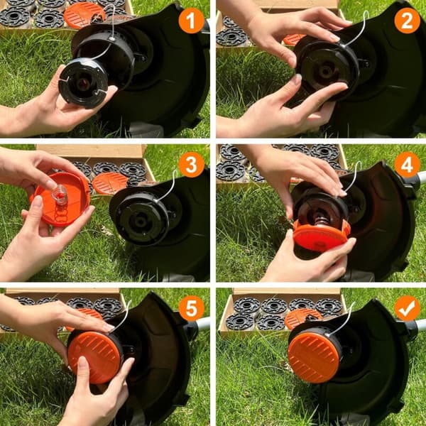 Trimmertrådspole for Black & Decker trimmere, 8 spoler + 2 deksler + 2 fjærer Blanc 0.05