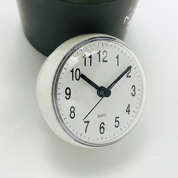 Mini sugkopp väggklocka badrum anti-dimma vattentät klocka kök toalettklocka liten kvartsklocka skrivbordsklocka 7cm, vit [kk]
