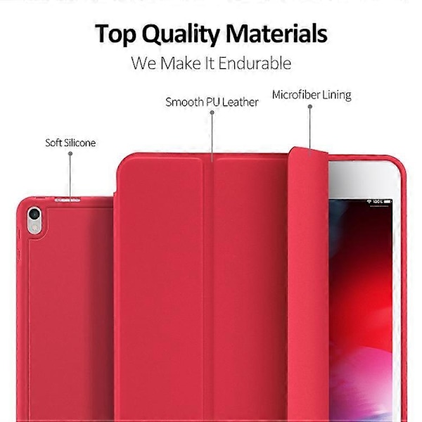 DUX DUCIS OSOM SERIES Trefällbart Horisontellt Läderfodral med Pennfack för iPad Pro 10,5 tum / Air 3 2019 Red