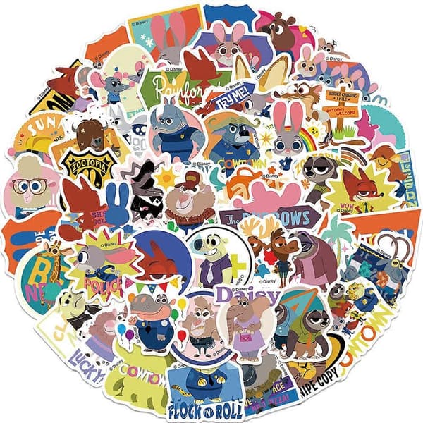 50 Zootopia sammärkta graffitistickers för att dekorera gitarrfodral och DIY vattentätning.[D] As shown in the figure