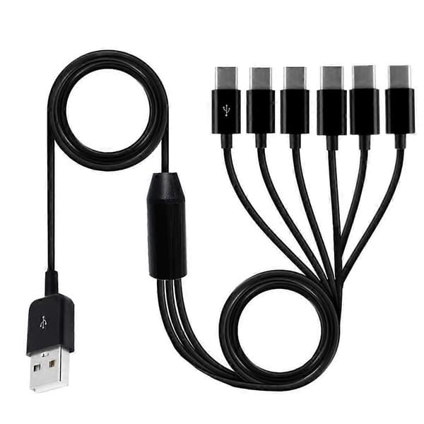 USB2.0 Typ A Hane till 6 Typ-C UsbC Hane Y Splitter Data Synk och Laddningskontakt Adapterkabel 0.5m/[D] 1.5m