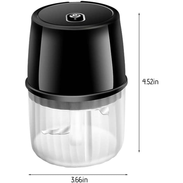 Mini elektrisk foodprocessor til grøntsager, elektrisk hvidløgshakker til udskæring, hakning, purering, sort, 250 ml