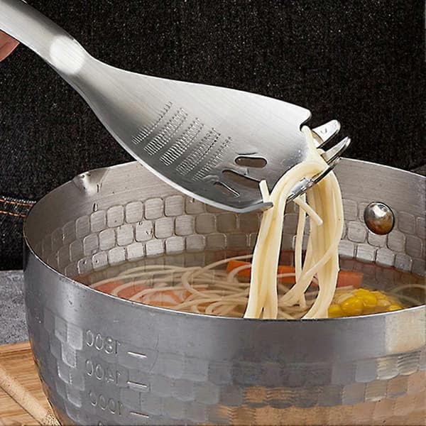 Multifunksjonell skje, matmoser, eggseparator, flaskeåpner, pastasil, bærbar suppeøse/stekespade (D) B