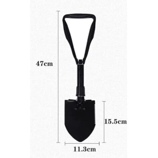 Stor 47 cm multifunktionel foldespade med opbevaringstaske, campingspade til at grave, skære, høvle og save træ, foldespade (D)