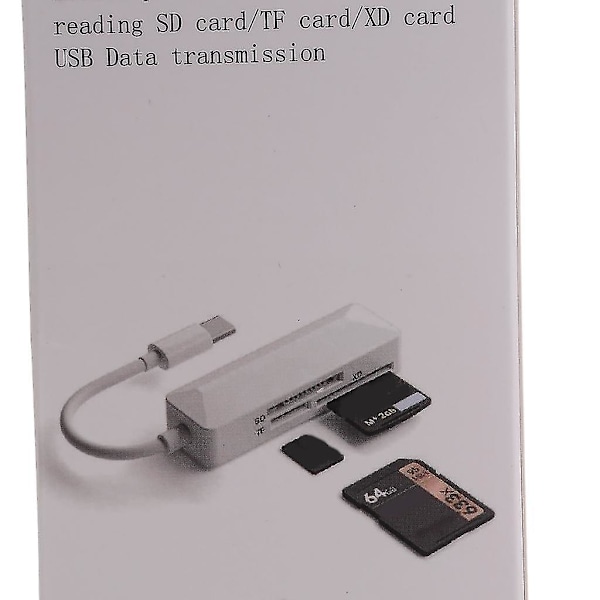 Kortlæser USB C Kortlæser Adapter Understøtter TFSD XD Hukommelseskortlæser