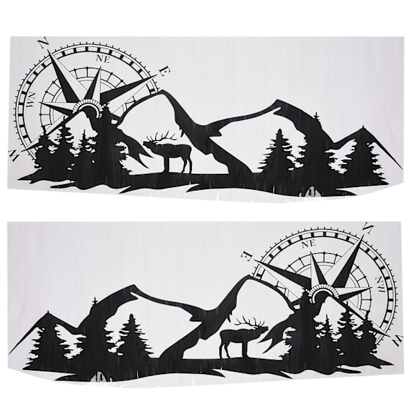 RV Camper Universal Body Sticker DIY Kompas Navigation Dyr Decal Sticker Dekoration til Bil[YJD] Black