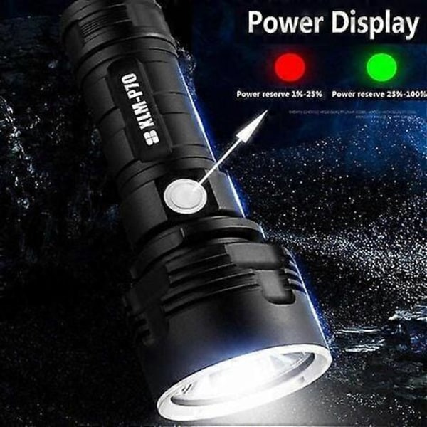 P70 Ficklampa, 30000-100000 Lumen Hög Effekt LED Ficklampa Vattentät Ultra Ljusstark, Ficklampa Xlm-P70 50w Den Mest Kraftfulla 3 Lägen