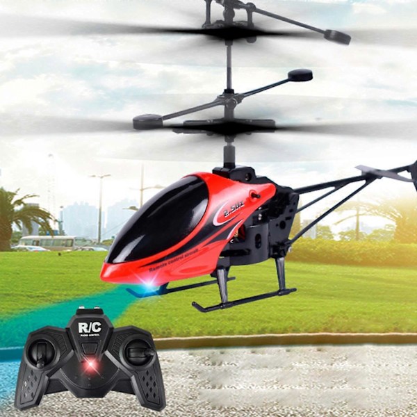 RC Helikopterdrönare med Ljus Elektrisk Flygande Leksak Radio Fjärrkontroll Flygplan Inomhus Utomhus Spel Modell Present Leksak[D] Red