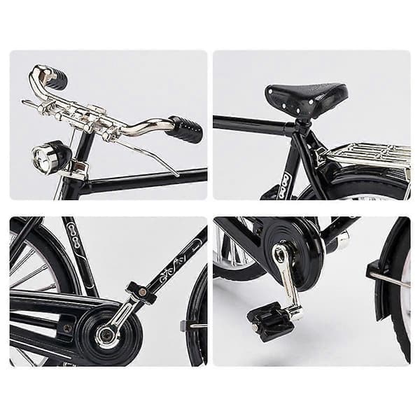 DIY Mini Legering Cykel Model Retro Simulering Metal Cykel Samling Pædagogisk Samling Legetøj Til Børn Gaver Sort[D]