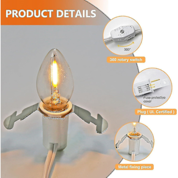 5 Base C7 Lyspærer Julelandsby Lys Tilbehørledning Med 5 LED Lyspærer