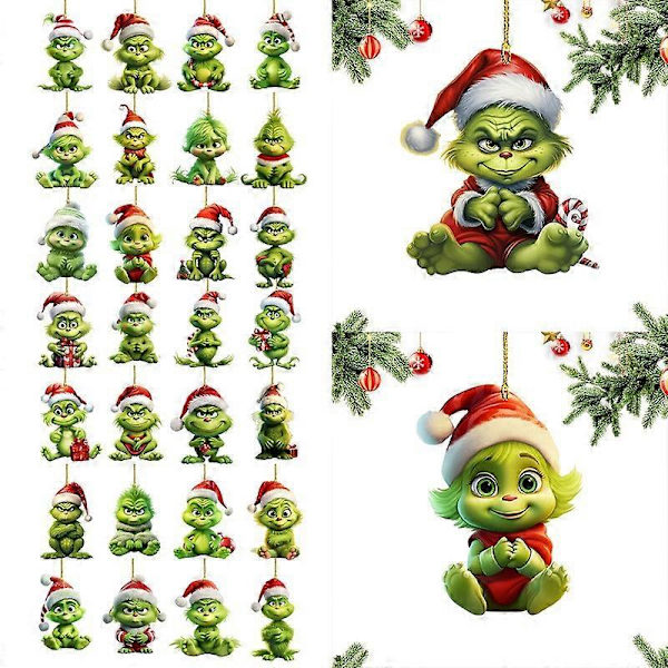 Grinch Baby Hengelpynt Julepynt Juletrepynt Hengelpynt Akryl Flat Liten Hengelpynt-21