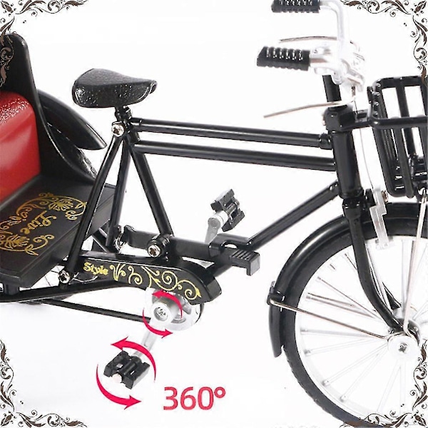 Trehjuling Modell Nostalgisk Retro Stil Utvidbar Kalesje Bevegelig Kjede Rickshaw Skrivebords Ornament Hjem Dekorasjon Gaver fra SENZHE