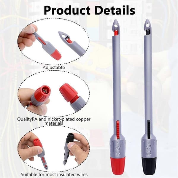 4 stk. ledningspiercingsonde, isolasjonspiercing-klemsett for multimeter spenningstesting detektering Automob[D]