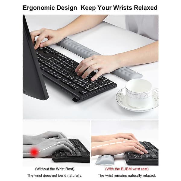BUBM Håndleddsstøttepute Minneskum Ergonomisk Musematte Komfortabelt Stoff Sklisikker Tekstur Håndleddsstøttematte for Kontor Gaming PC (Medium, [D]