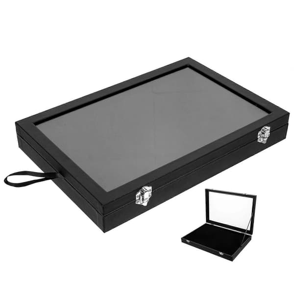 Pin Display Case Broche Opbevaringsboks Medalje Display Case Multi Formål Organizer[D] Black 35X24X5CM
