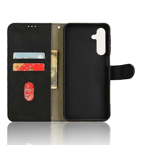 Lærveske for Samsung Galaxy A16 5G - Skinnfølelse, Anti-Fall, Lommebok, Flipdeksel - Grønn Multicolor Black
