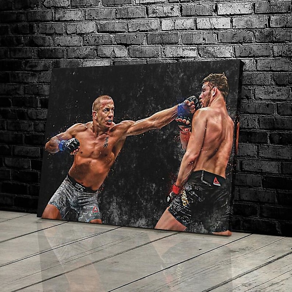 Georges St-Pierre vs. Michael Bisping Poster UFC Handgjorda Posters Canvas Print Väggkonst Man Cave Present Heminredning-wahahbbb978