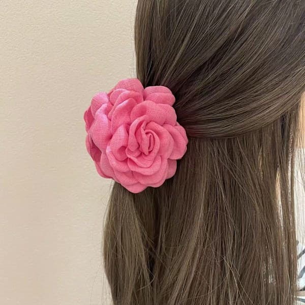 Rose-rød hårklype med epleblomster, 9 cm lang[D]
