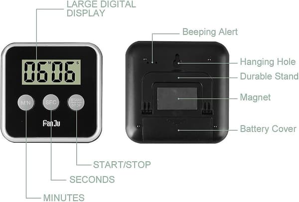 Æggetimer Digital køkkentimer med stort display/høj alarm/magnetisk bagside/foldbart stativ/let at bruge Mini Nedtællingsalarm