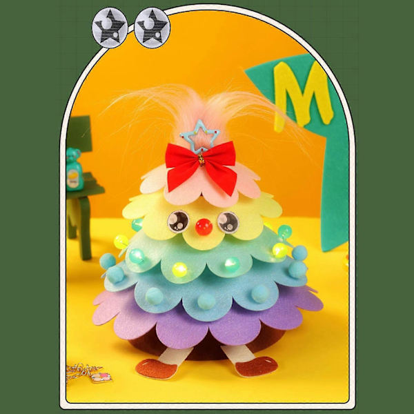 Bordplate Mini Juletre Festlige LED-lys Ornamenter Rask Montering Julepynt[D] gradient green