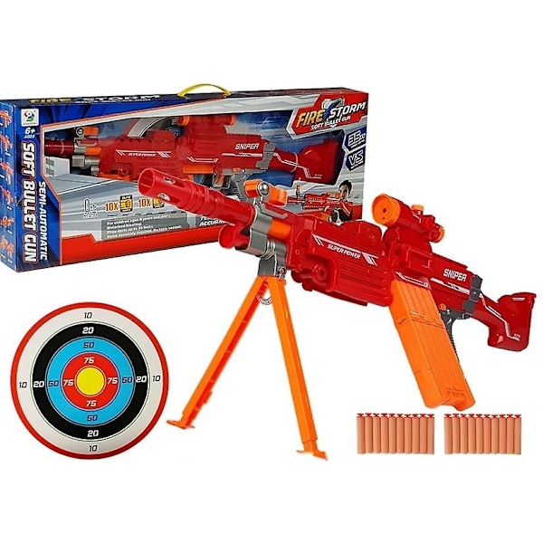 NERF-gevär Sniper röd med 20 skumdartar & skytteövning