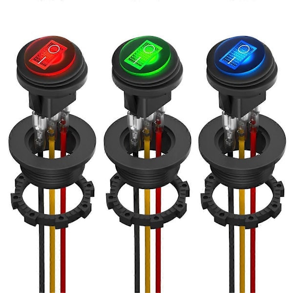 Rund Vippströmbrytare 12V 20A UL-listad Vattentät Marin Rund Strömbrytare LED-belyst På Av Strömbryta[D] Black