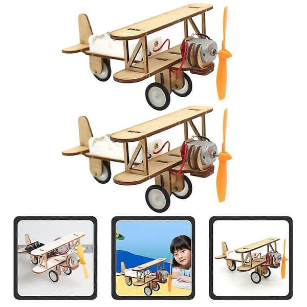 2 st Trämonteringsplan Barn DIY Leksak Simulerad Monteringsmodell Leksak DIY Träleksak[D] Multi
