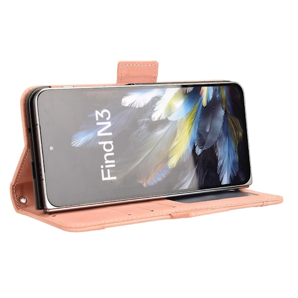 Oppo Find N3 5G / OnePlus Open - PU-nahkainen suojakotelo korttipaikoilla ja telineellä