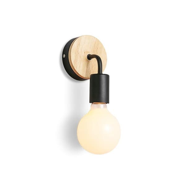 Moderne industriel væglampe i træ, minimalistisk design