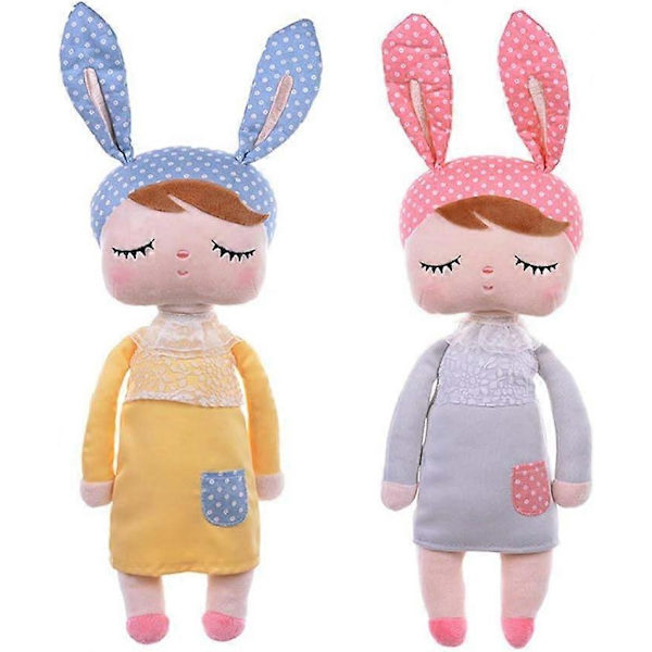 Metoo Dolls Plyschkanin Mjuk Leksak Sovande Angela Dock för Baby Småbarn 13 Tum (2-pack)