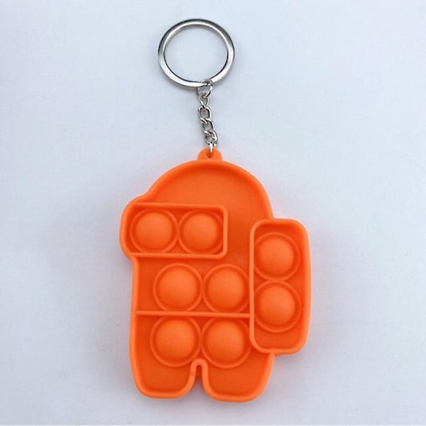 Stuff Certified® Pop It Nyckelring - Fidget Anti Stress Leksak Bubbla Leksak Silikon Man Orange