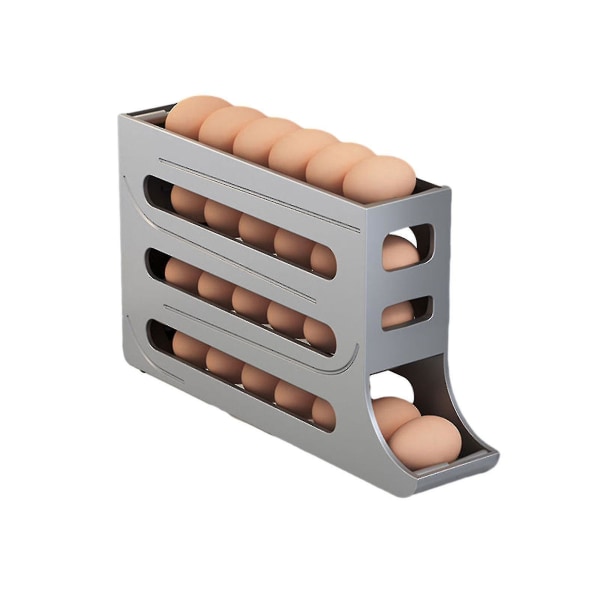 Äggdispenser Auto Rolling Eggs Hållare Box Organizer Rack Kylskåp Förvaring 30 ägg, kampanj [kk] Grey
