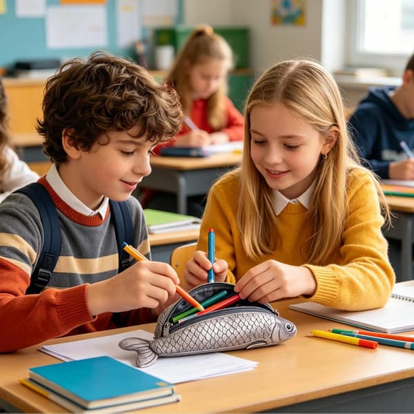 Pencil Case til piger - Plys lynlåspung, blødt penalhus/blyantstaske (D)