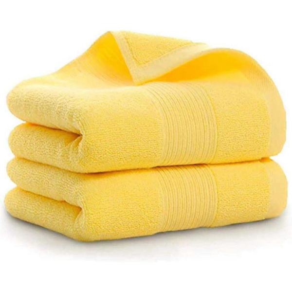 Badehåndklæder (35x76 cm), 100% bomuld superblødt, meget absorberende håndklæde til bad, hænder, ansigt, fitnesscenter og spa, (gul 2-pakke) [D]