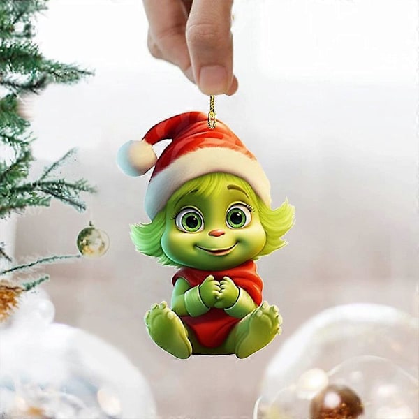 Grinch Baby Hengelpynt Julepynt Juletrepynt Hengelpynt Akryl Flat Liten Hengelpynt-21