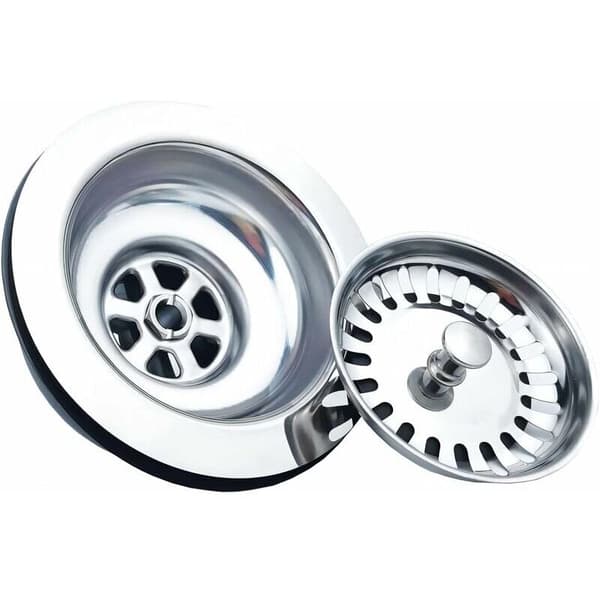Vaskeafløb uden overløb rustfrit stål kurv ø 114 mm 1½\", Rustfrit stål + ABS, Afløb + Kurv (D)
