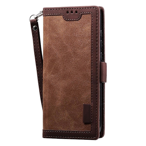 Vintage Splicing Style Wallet Stativ Læder Telefon Cover til Xiaomi Redmi Note 8 Pro Brown