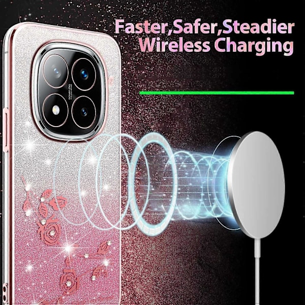 KADEM Skal för Xiaomi Redmi Note 14 Pro 5G Fodral Blomma TPU Flexibelt Gradient Telefonskal -[D] Multicolor Rose Gold