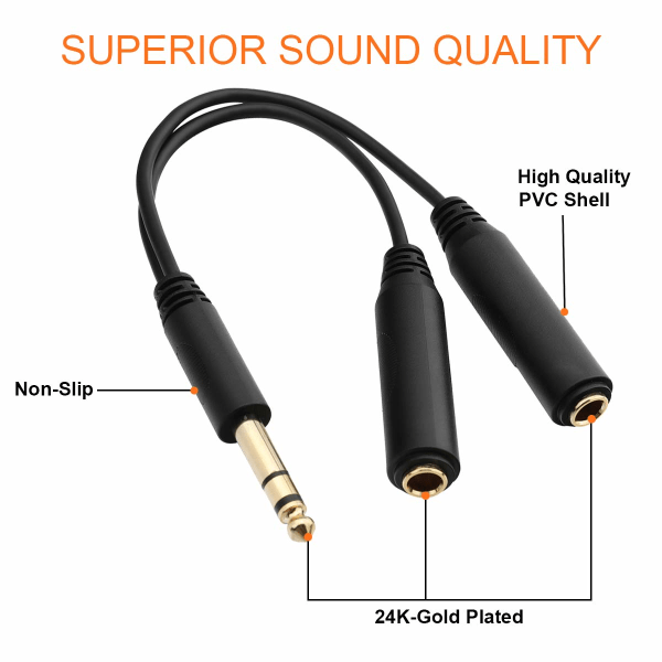 Kvart Tomme TRS Stereo Audio Splitter Kabel 8 Vejs 20cm[D]