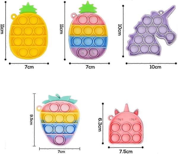 6 st Mini Pop It Nyckelring Fidget Leksakspaket, Push Pop Bubble Simple Dimple Sensoriska Leksaker, Silikon Tryckavlastande Leksaker, Klämleksaker För Barn A[D]