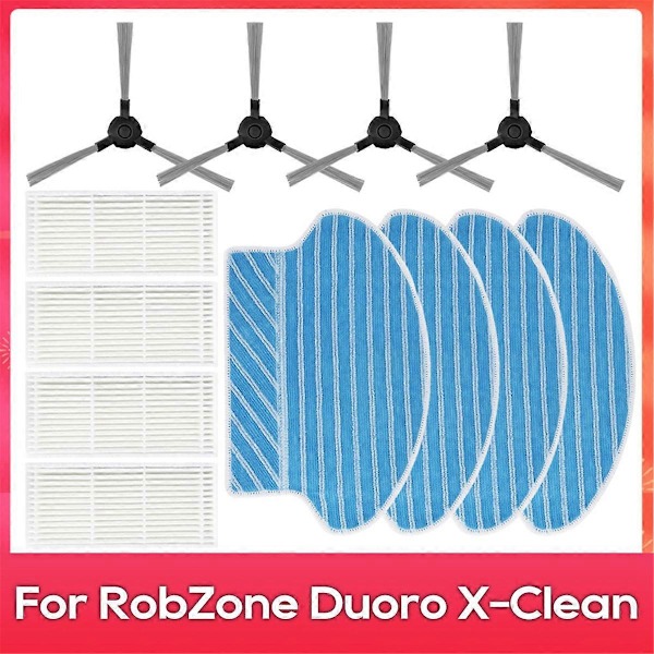 For RobZone Duoro X- Støvsugere Reservedeler Tilbehør Sidebørste Hepa Filter Mopp Klut Vaskefille As Shown