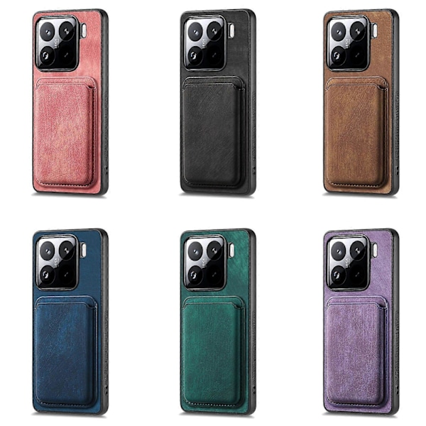 Kortholder Telefondeksel i Lær For Xiaomi 15[D] Brown