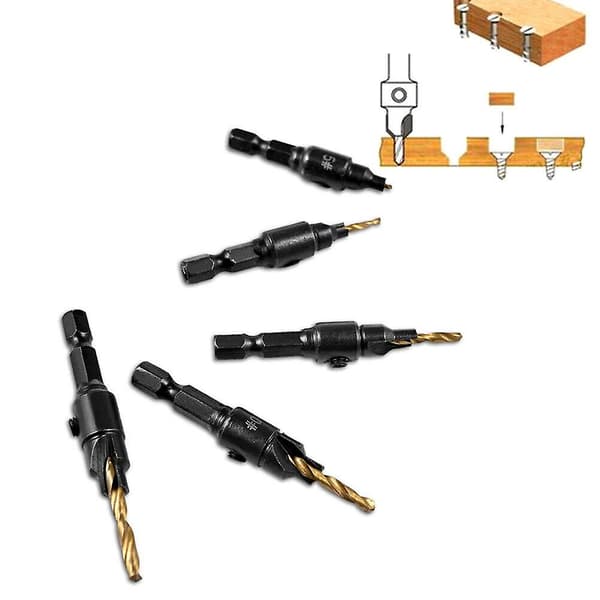 Swagging Værktøj Bor Bits Sæt Snappy Tools Quick-Change Forsænker Bor Bits Sæt[D] Gold 5PCS