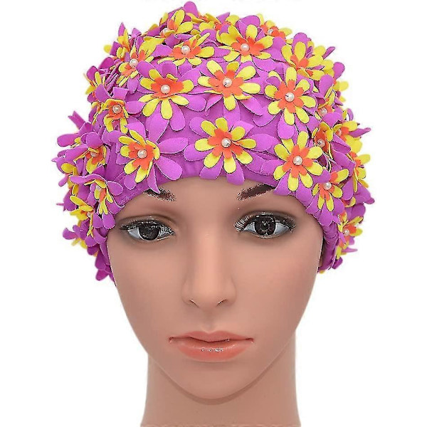 Badehette Blomsterblad Retro Stil Badehetter For Kvinner[D]